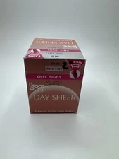 2pk L'eggs Knee Highs Off Black Sheer Toe Day Sheer Premium Nylon Knee Highs