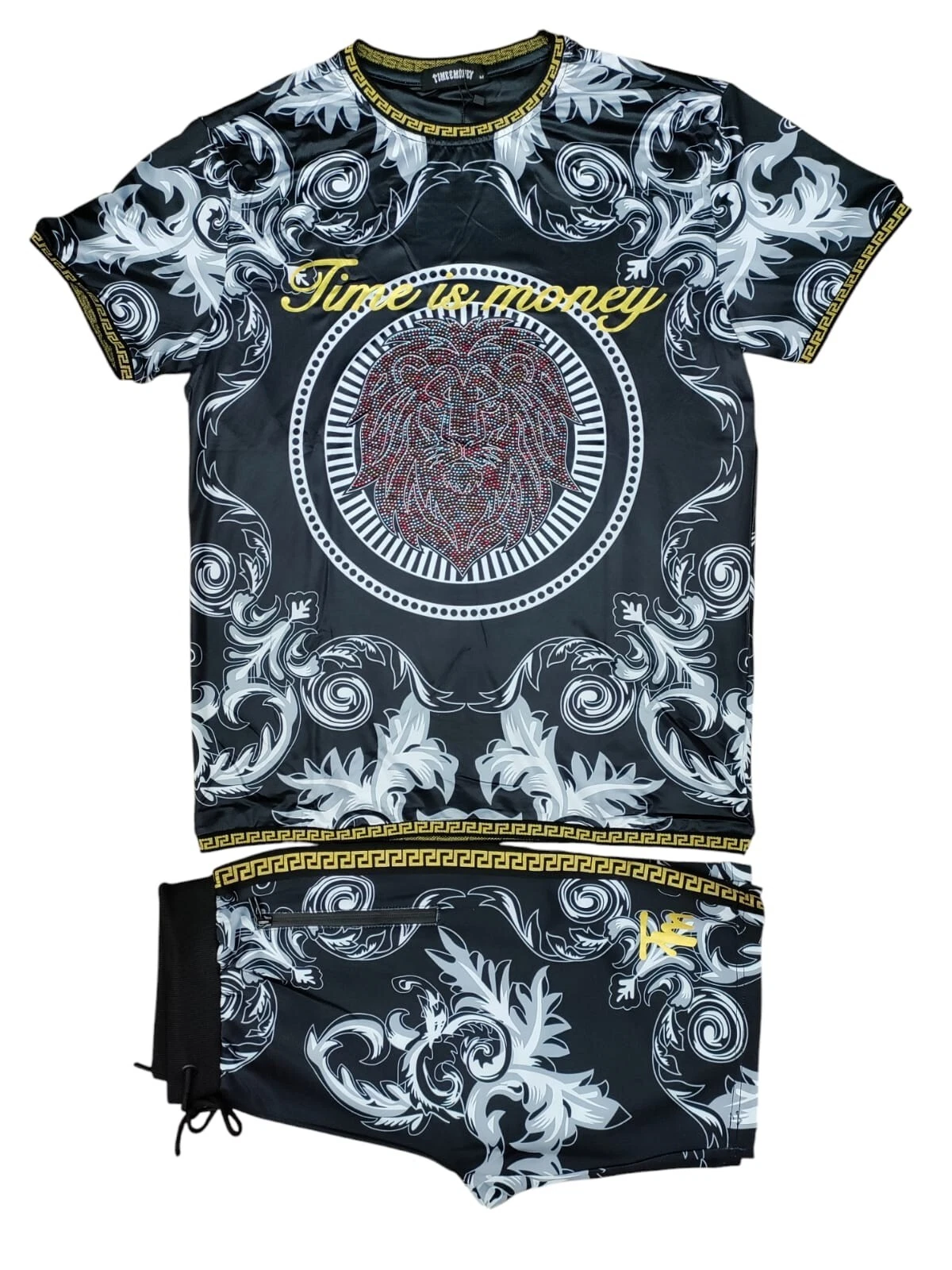 Mens TIM T Shirt + Shorts Set LION Stripe PRINT Tracksuit Polyester Summer NEW
Opens in a new window