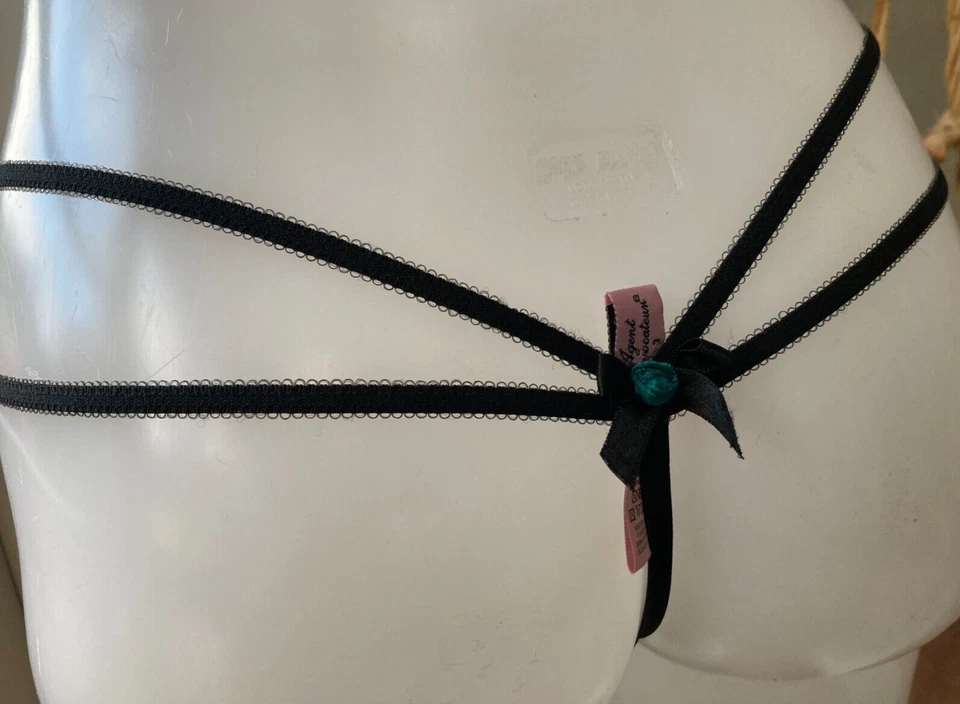 Agent Provocateur L aqua black tattoo thong CALLIE sheer lace embroidery AP4 new - Image 4 of 4