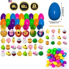 24 Pack Plastic Prefilled Easter Eggs with Easter Mochi Squishy Toys Inside f...