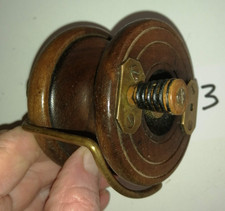 Moulinet De Pêche Vintage à Remontoir Latéral En Bois - Marque Meisselbach 'Bonne Chance' - Années 1890-1900