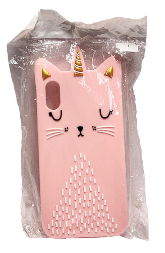 Neu iPhone X/XS 5,8" Hülle süß rosa & gold Einhorn Katze Katze weich Silikon weiß - Bild 7 von 20