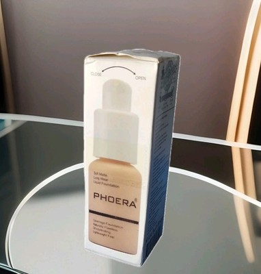 PHOERA Silky Full Coverage Liquid Foundation Matte Long Wear Makeup #104 Beige