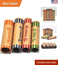 128 Count Coin Wrapper Set - Color-Coded for Quick Access to Nickels and Dimes