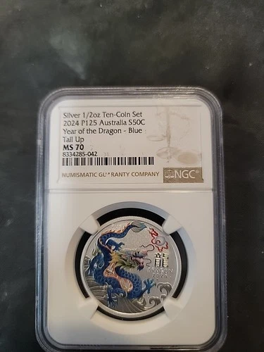 2024 Australia 50 Cents 1/2 oz Silver Coin Year of the Dragon NGC MS70