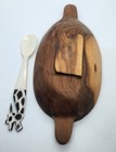 Kenyan hand-carved 4.25x3 Inches Rustic Giraffe Wood Bowl & Bone Spoon   — photo 3