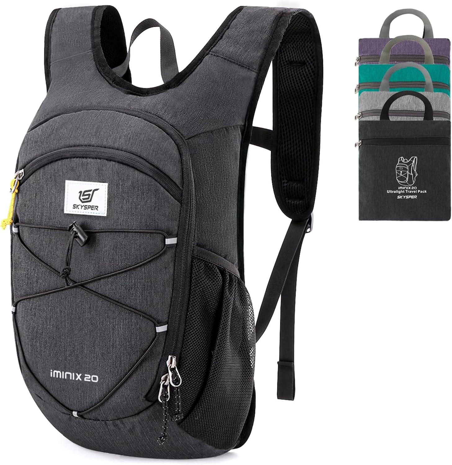 SKYSPER Mochila Plegable Ultraligera 15L/20L, Mochila De Senderismo Con Correa P