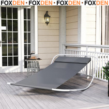 Double Rocking Bed Hammock – Outdoor Garden Sun Lounger for Relaxation Grey