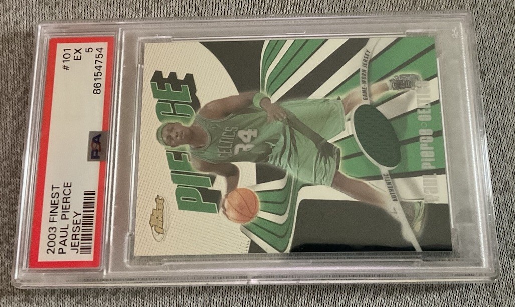 2003-04 Topps Finest - Game-Worn Jersey Paul Pierce #101 /999 (MEM) view 9