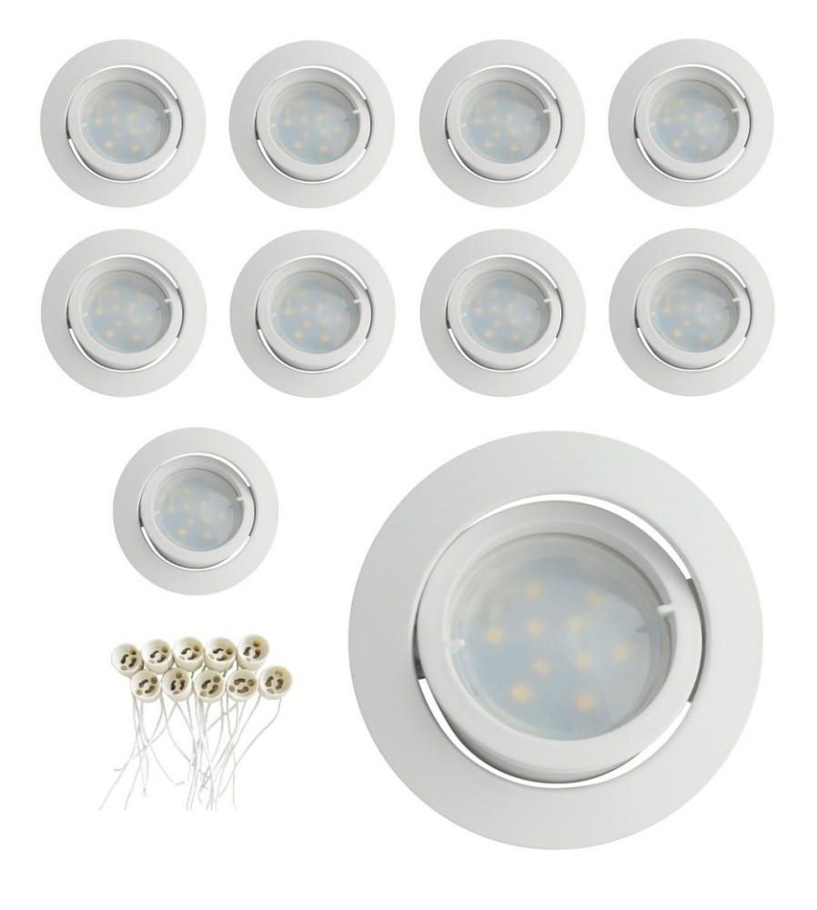 Spot encastrable GU10 blanc en aluminium lot de 10 pièces quart de tour