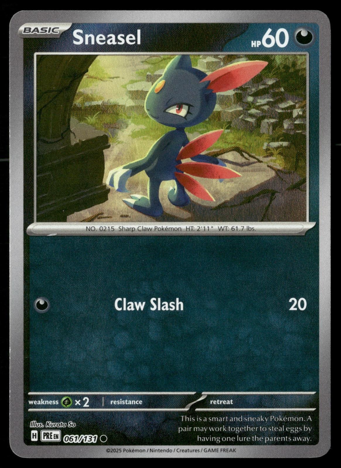 Sneasel (Master Ball Pattern) 061/131 Holo Prismatic Evolutions Pokemon Holo NM