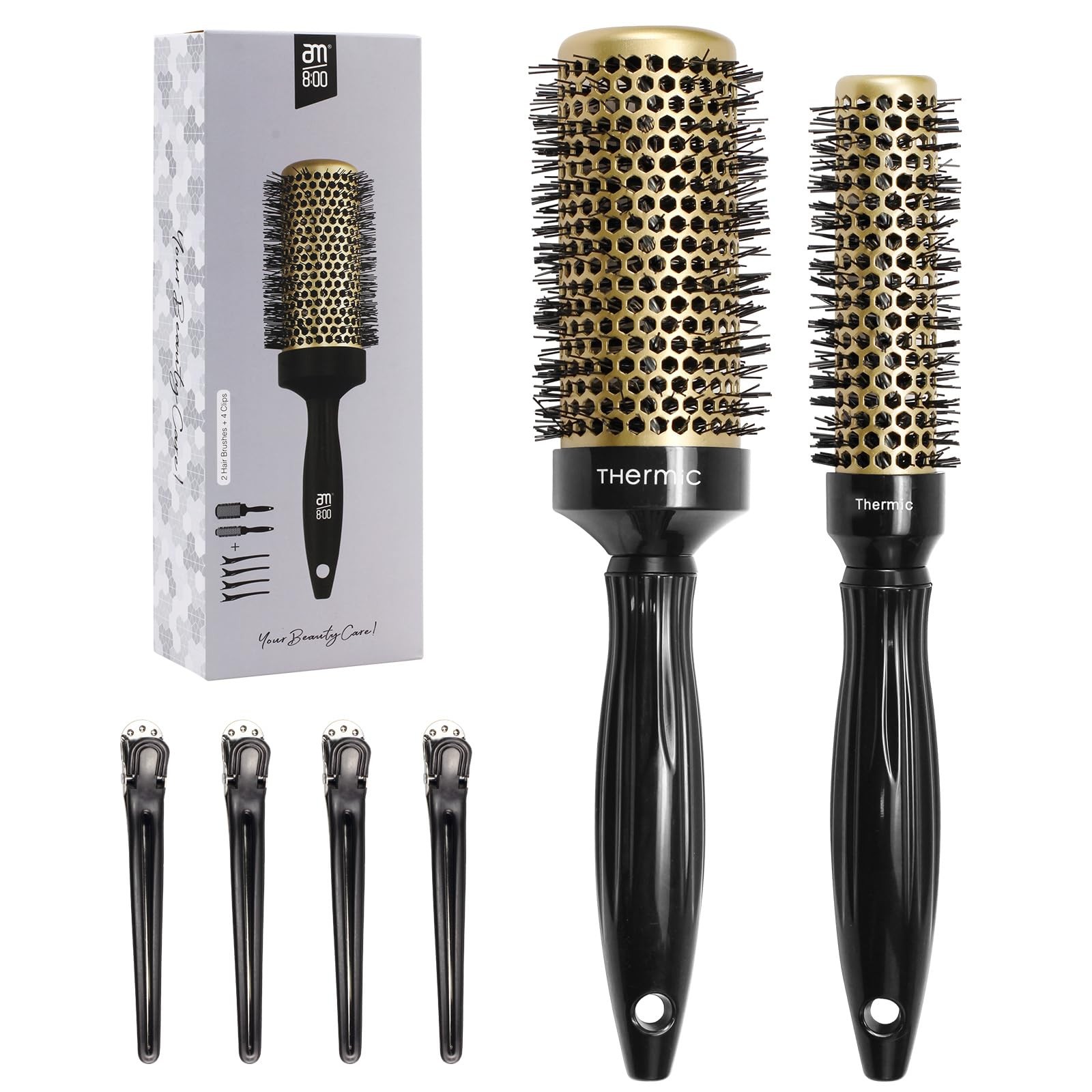 Round Brush for Blow Drying,Ceramic Barrel & Antistatic Bristles, Salon Blowo...