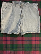 Vintage Carhartt Carpenter B25 MOS Moss Green Duck Canvas Shorts Sz 48 Workwear