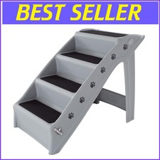 Durable 4-Step Pet Stairs for Small Dogs  Cats - Indoor/Outdoor Gray Design
