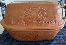 Gourmet Topf USA 1979 Terra Cotta X-Lg Clay Baker Roaster 17 1/2" L Dutch Oven