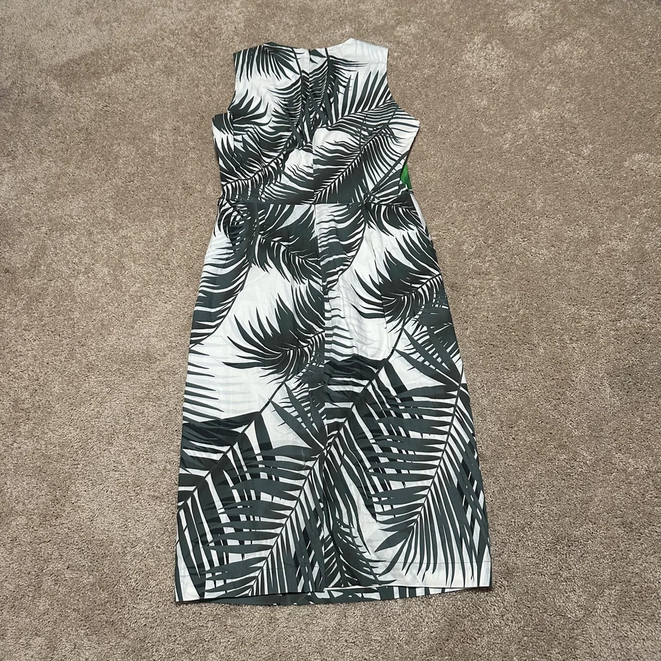 Vestido MaxMara Mujer 6 Verde Blanco Tropical Estampado Palma Funda Sin Mangas Italia Foto 2 de 4