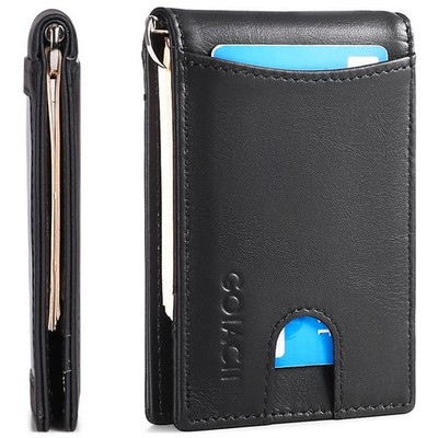 Mens Wallets，Slim Leather Wallet for Men with Money Clip RFID Blocking Card H...