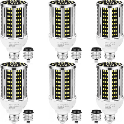 45W LED Corn Bulb 6-Pack, 400W Equivalent, Daylight 5000K, E26/E39 Base