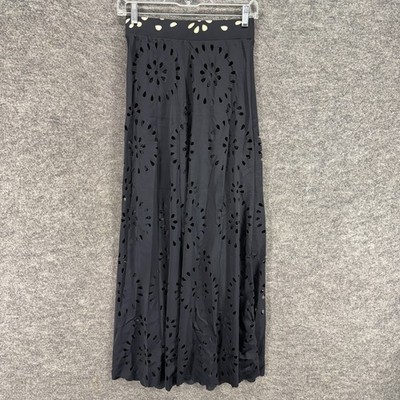 Unbranded Skirt Women M Medium Black Crochet Maxi Long Mid Rise Pull On Casual