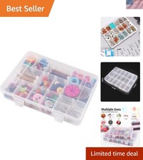 18-Compartment Clear Plastic Organizer Box for Jewelry, Beads  Crafts- 7.9x6.2