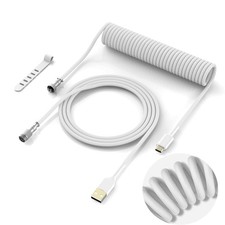 Coiled USBC To USBA Mechanical Keyboard Cable With Aviator White