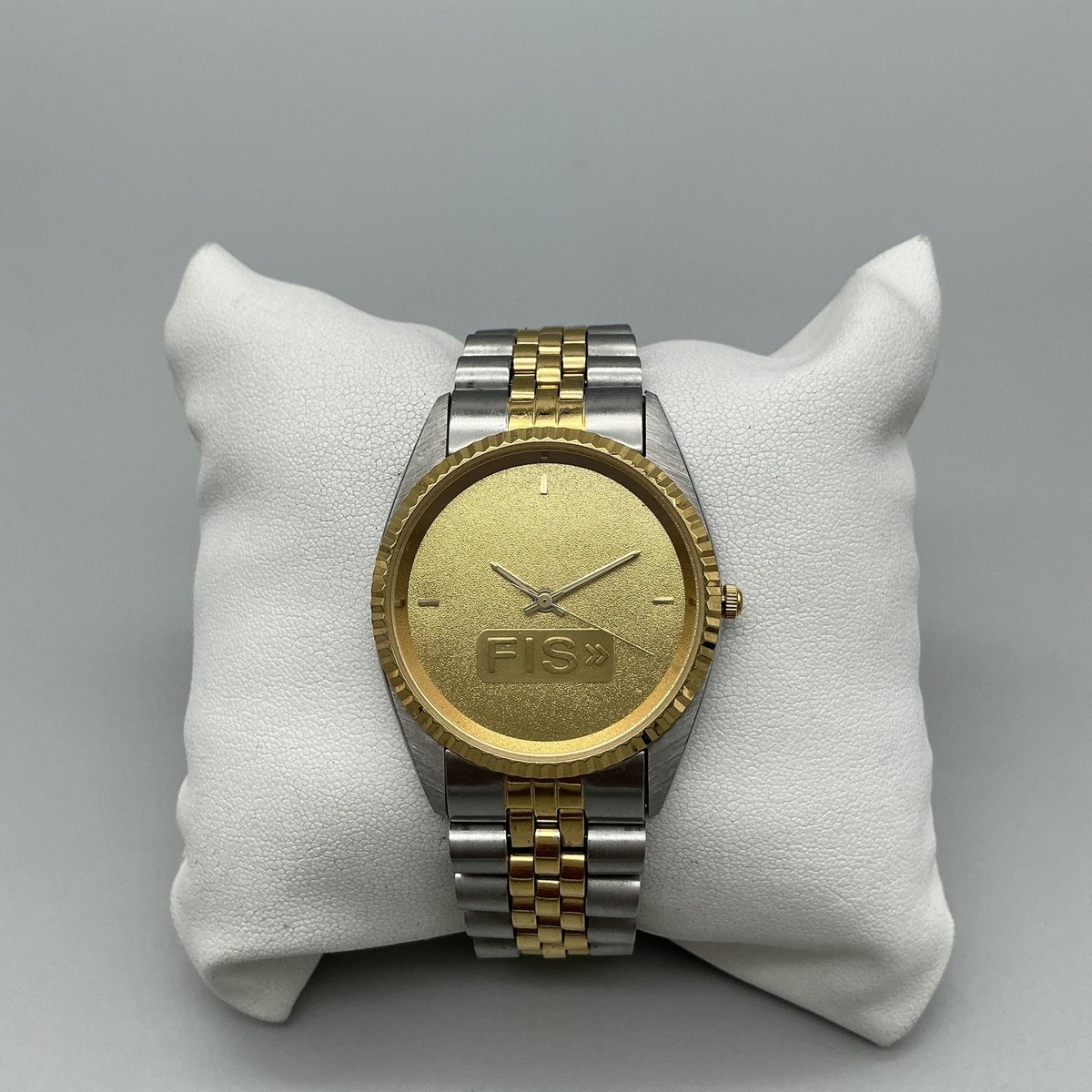 Montreux Mens Watch 36mm Gold Dial Two Tone Stainless FIS Logo New