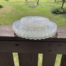 8pc Set Vintage Anchor Hocking Waterford Waffle 9-1/2”Dinner & 6” Dessert Plates