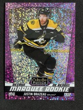 2024-25 OPC Platinum Justin Brazeau Marquee Rookie Violet Pixels 001/299 #217
