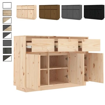Kommode Sideboard Massiv Holz Mehrzweckschrank 3 Schubladen & 6 Fächer Highboard - Bild 1 von 3