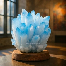 Rare Blue Phantom Quartz Crystal Cluster Natural Rough Art Decor Energy Stone