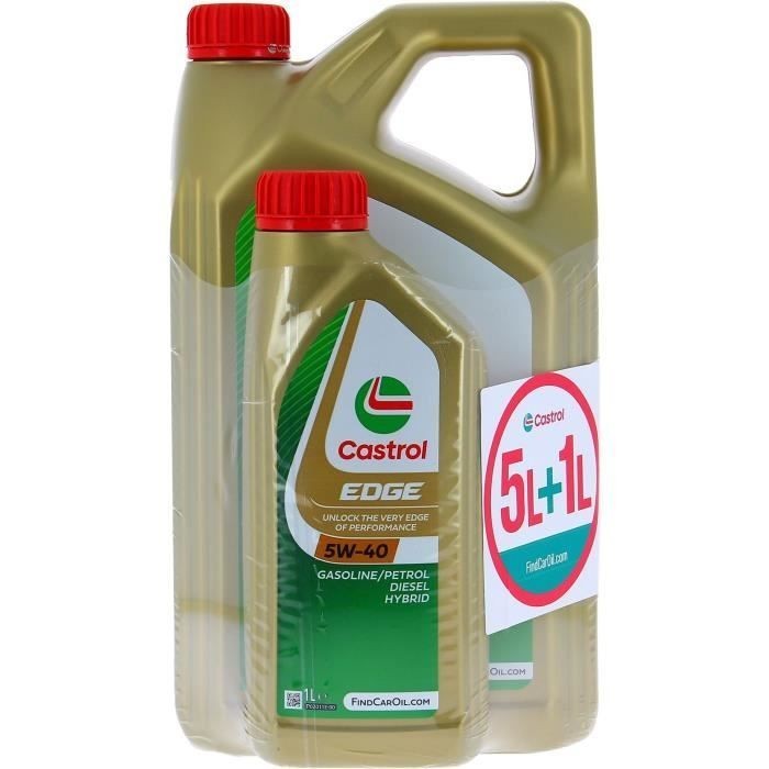 Huile moteur Castrol Edge 5W40 synthétique haute performance 6 litres pour auto