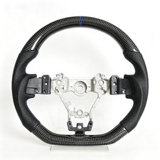 Real Carbon Fiber Steering Wheel Fit 15-21 Subaru Wrx Sti Impreza Blue Stitching