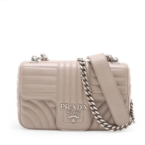 Prada Diagram Leather Chain Shoulder Bag Beige