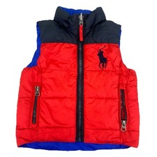 Polo Ralph Lauren Big Pony Reversible Puffer Vest Baby Sz 12M Red Blue RL67