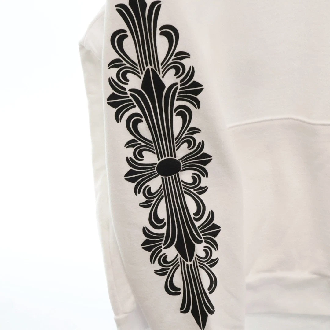 Pullover ferro di cavallo Chrome Hearts felpa con cappuccio stampa braccio felpa floreale bianco usatob