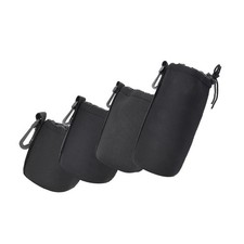 Lens Pouch Set, 4PCS Camera Storage Bags Portable Neoprene Black Elastic Shoc...