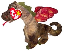 Brand NEW Ty Beanie Baby Scorch the Dragon MWMT Brown/variegated/ Red Wings 7  