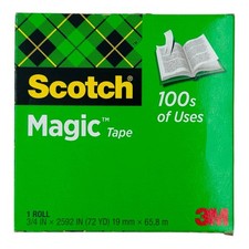 1 Roll Scotch Magic Tape 3/4" x 2592" Matte-Finish 3" Core -Sealed Box