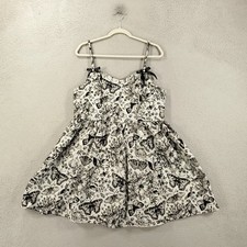 Butterfly Print Cami Dress Womens Size 1XL Bot Accent Pullover Black White Gray