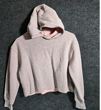 Art Class Crop Hoodie Light Gray Pink Fleece Lined Size L 10 12