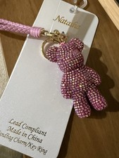 Natasha Pink Bear Rhinestone Charm Key Chain for Women Bear Theme Cute Accessory
