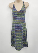 Vintage Guess Bodycon Dress Sleeveless Size Small Space Metallic Stripe V neck