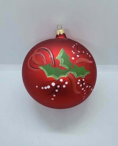Weihnachtsschmuck handbemalt große Glaskugel Weihnachtsstern Kerzenkasten rot Schnee  - Bild 3 von 9