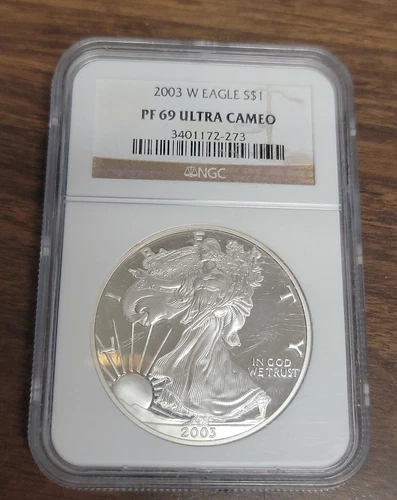 2003 W Proof American Silver Eagle - NGC PF69 Ultra Cameo 