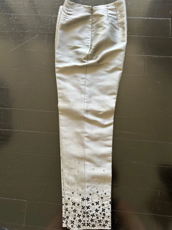 Ann Taylor 100% Silk Beaded Lower Leg Fully Lined Casual Dress Pant Size fully - Image 2 of 4