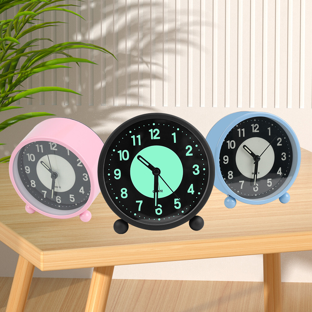 Alarm Clock Bedside No Ticking Battery Power Silent Luminous Clock