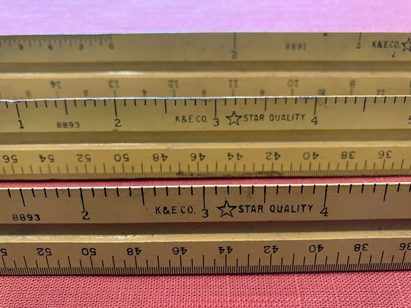 Triangular architect's rulers (3) K & E, Star, antique, great condition, 12"L #8