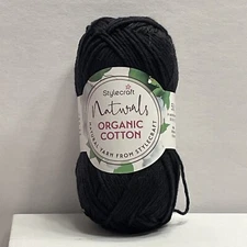 Stylecraft Naturals Organic Cotton Yarn in Iron 50g 115 yards Black NEW