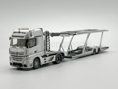 1:64 Scale Silver AMG Actros Gigaspace 4x2 Trailer Truck Diecast