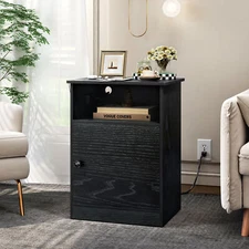 TC-HOMENY Nightstand Side Table with Power Ports Sofa End Table Night Stand
